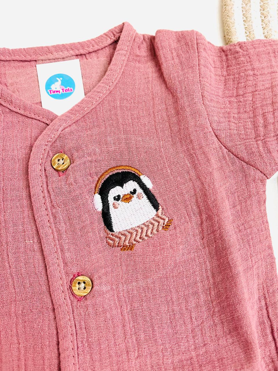 Muslin Sleeve Jabla Set – Dusty Rose Pink (Music penguin)