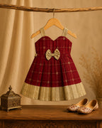 Ruby Red Sweetheart Neck Ethnic Frock