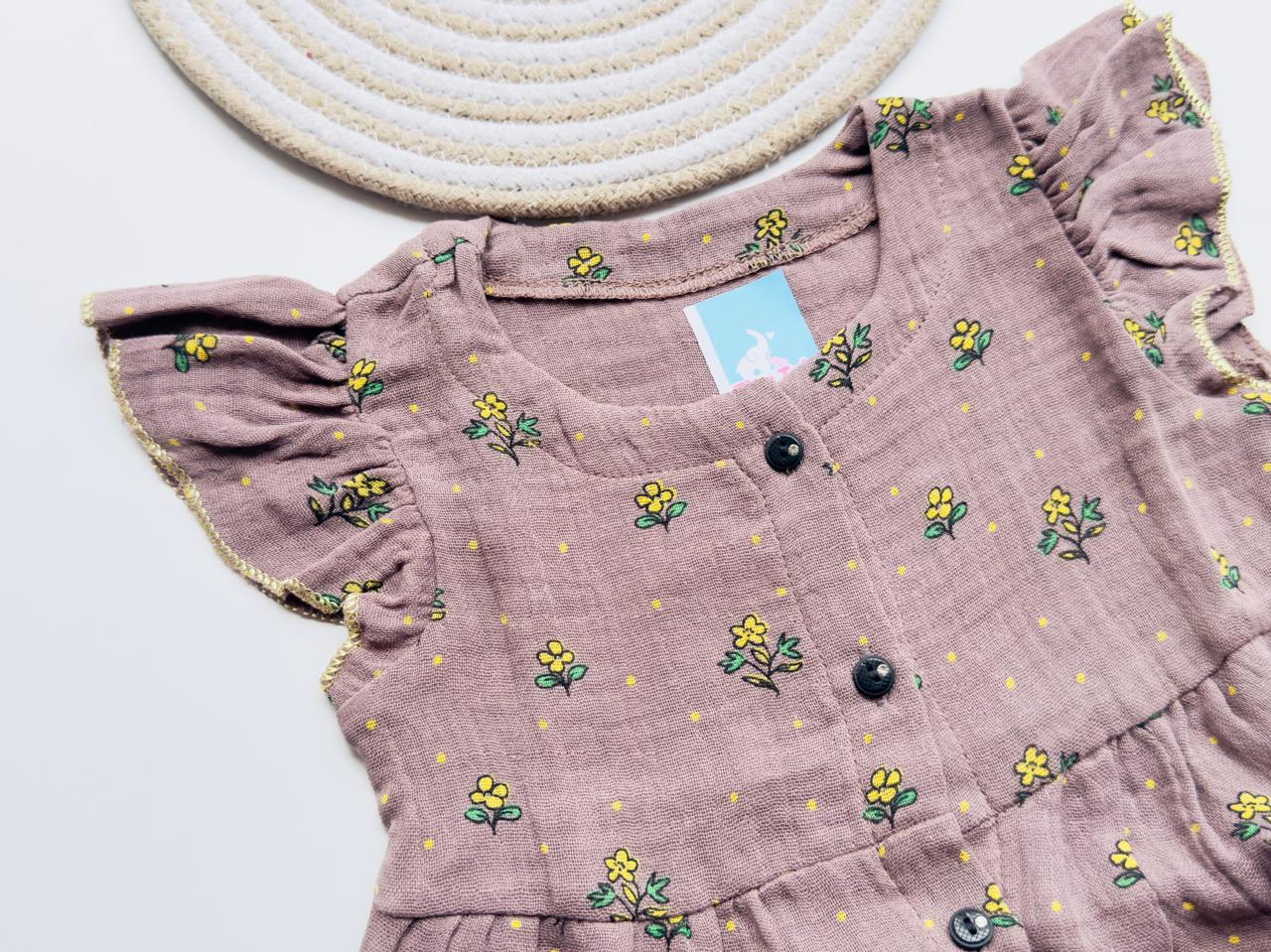 Floral Printed Muslin Frock for Girls – Soft, Breathable & Stylish