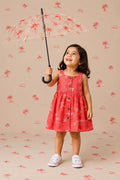 A Red Coral Palm Print – Cotton Ria Frock