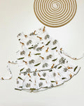 White Safari Animal Print Muslin Frill Top for Baby Girls – Back Button Frock