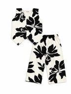 Black & Half White Floral Cotton Co-Ord Set for Baby Girls