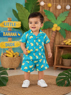 Banana Print Cotton Co ord set – Cuban Collar