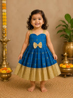 Royal Blue Sweetheart Neck Ethnic Frock