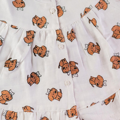 A Puppy Print – Muslin Frill Frock