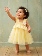 Yellow Ruffle Net Baby Frock
