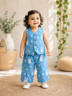Blue Bunny Print Cotton Co-Ord Set for Baby