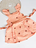 Peach Strawberry Print Muslin Cotton Frock for Baby Girls – Back Button Frock
