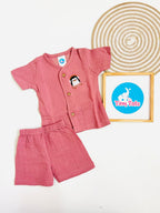 Muslin Sleeve Jabla Set – Dusty Rose Pink (Music penguin)
