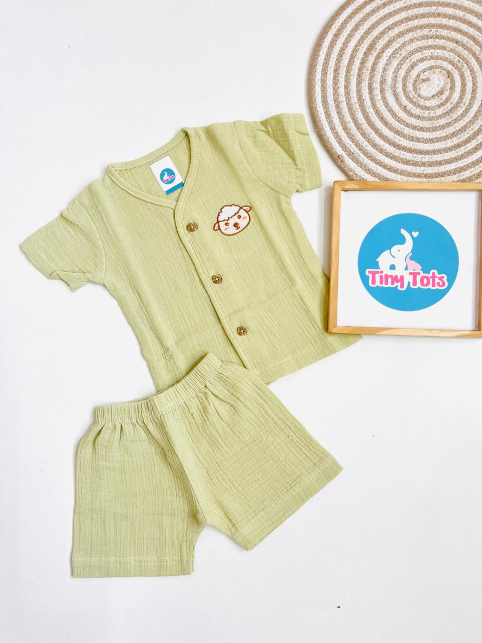 Muslin Sleeve Jabla Set – Pastel Pistachio Green (Sheep)