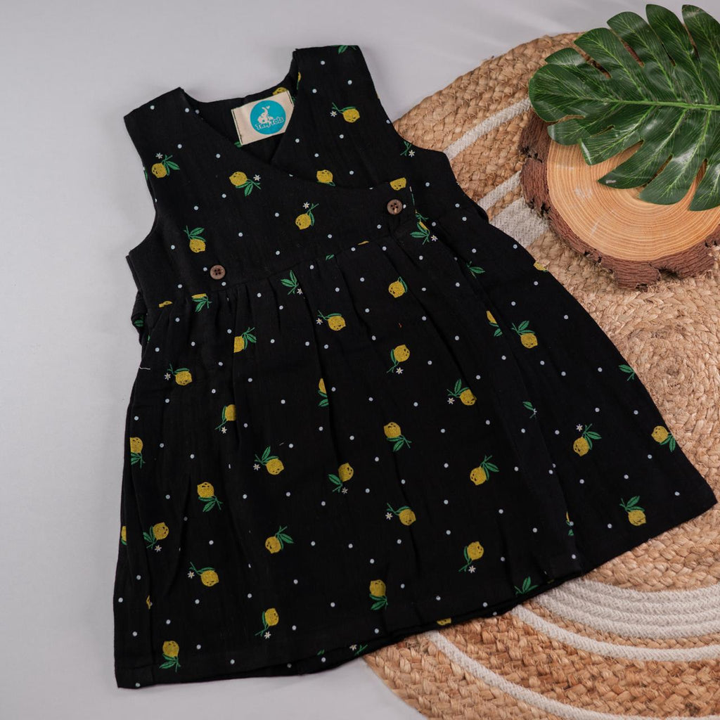 Kimono Frock – Black Color with Yellow Lemon
