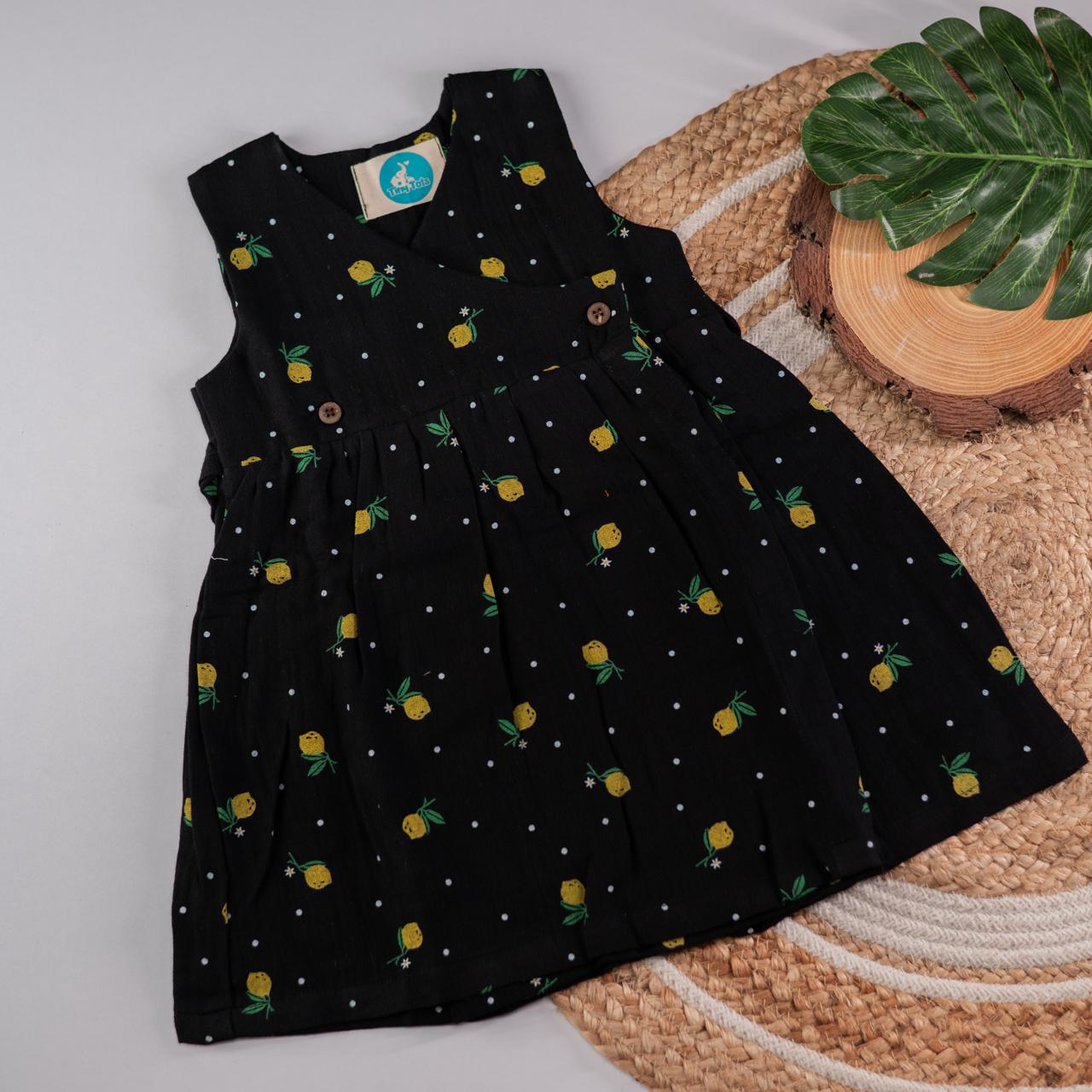 Kimono Frock – Black Color with Yellow Lemon