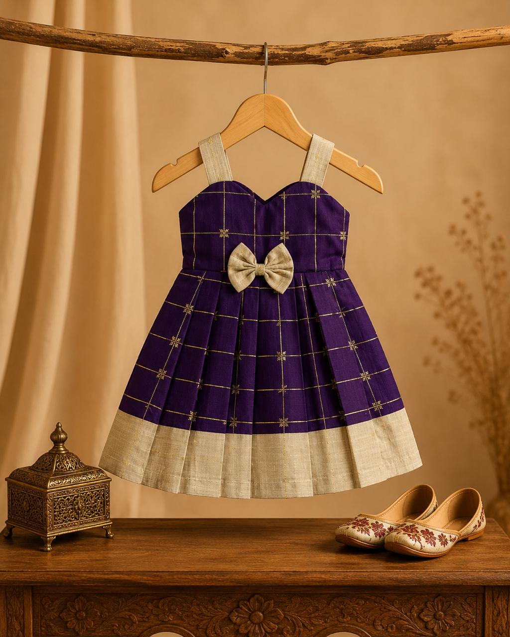 Royal Purple Sweetheart Neck Ethnic Frock
