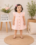 Peach Bunny Print Cotton Baby Frock – Cute & Comfortable New Collection