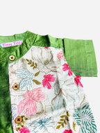 Pistachio Green Silk Panel Shirt with White Pattu Dhoti for Boys – Traditional Festive Set