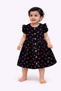 Girls Black Cotton Cherry Print Frock – Cute & Comfortable New Collection