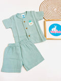 Muslin Sleeve Jabla Set – Mint Green (Farm chick)