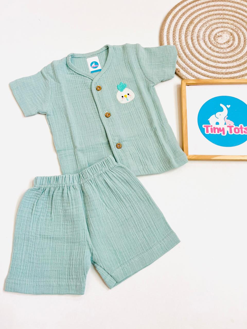 Muslin Sleeve Jabla Set – Mint Green (Farm chick)