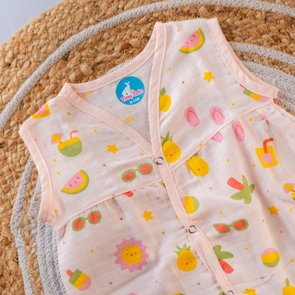 Fruits – Chest cut Color Muslin Frock