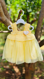 Yellow Ruffle Net Baby Frock