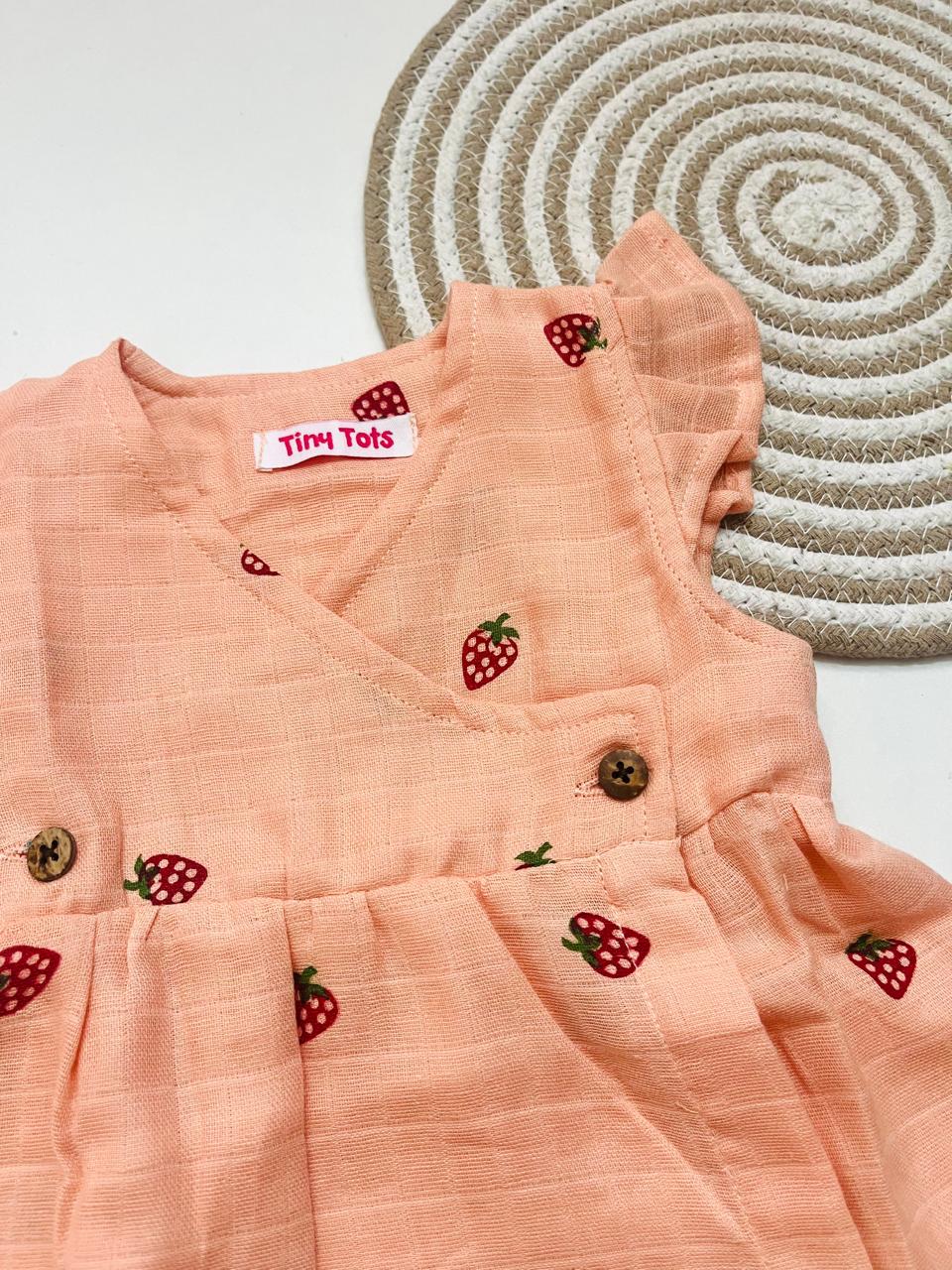 Kimono Frock – Peach with Strawberry