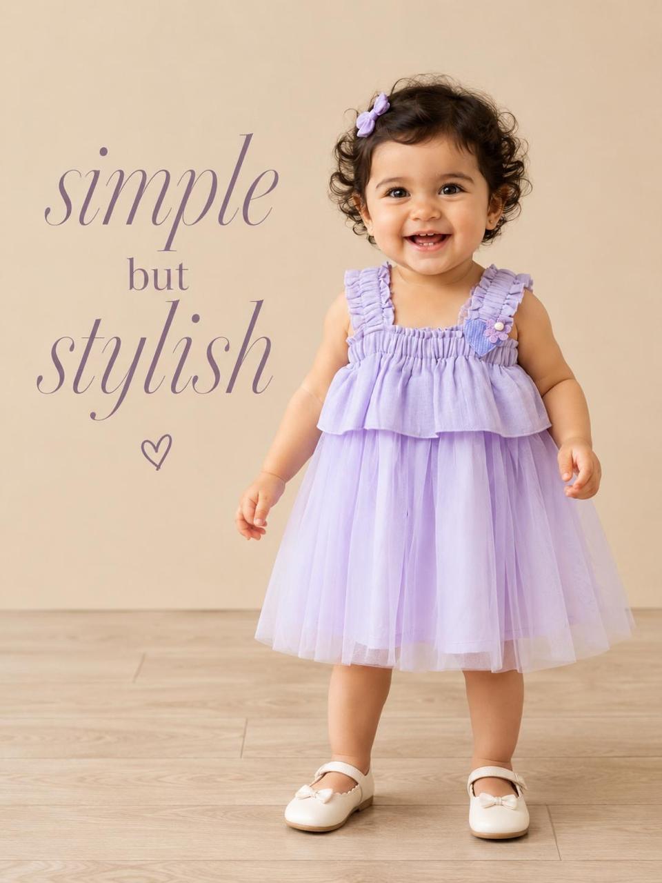 Lavender Ruffle Net Baby Frock