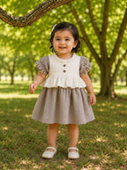 Wild Mushroom Muslin Frill Frock for Baby Girls