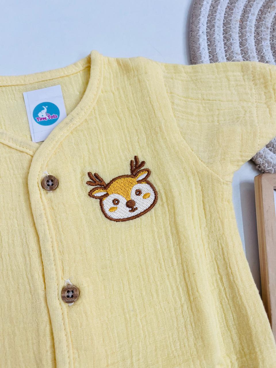 Muslin Sleeve Jabla Set – Yellow (Deer)