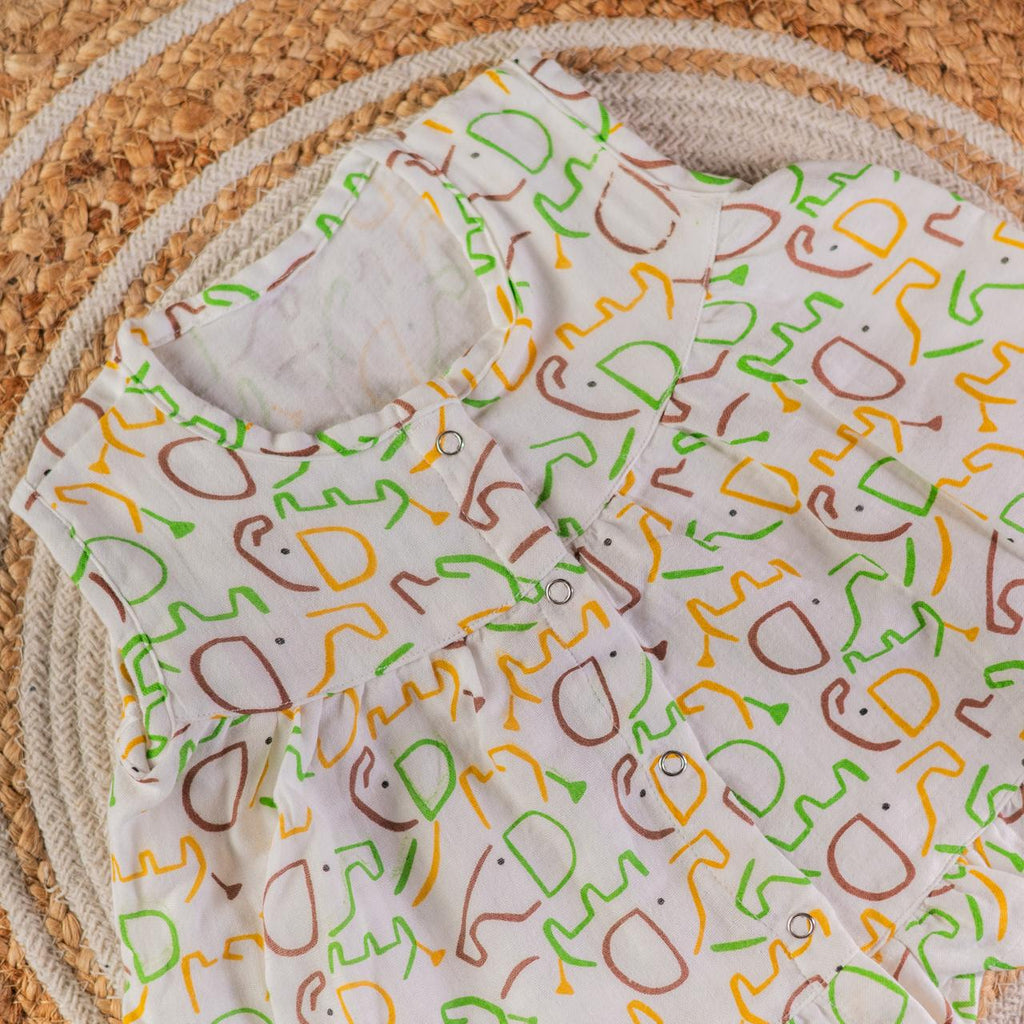 A Colourful Dinosaur – Muslin Frill Frock