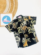 Baby Boy Safari Print Shirt – Black Jungle Theme