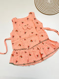 Peach Floral Print Muslin Frill Top for Baby Girls – Back Button Frock