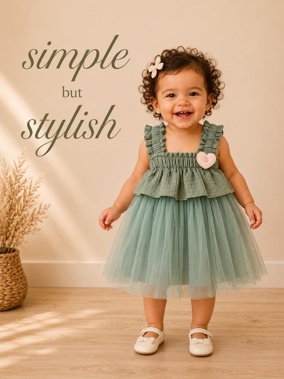 Sage Green Ruffle Net Baby