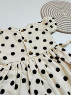 Cream Polka Dot Girls’ Dress with Black – Peter Pan Collar