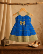 Royal Blue Sweetheart Neck Ethnic Frock