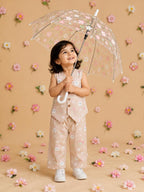 Beige Bunny Print Muslin Cotton Co-Ord Set for Baby Girls