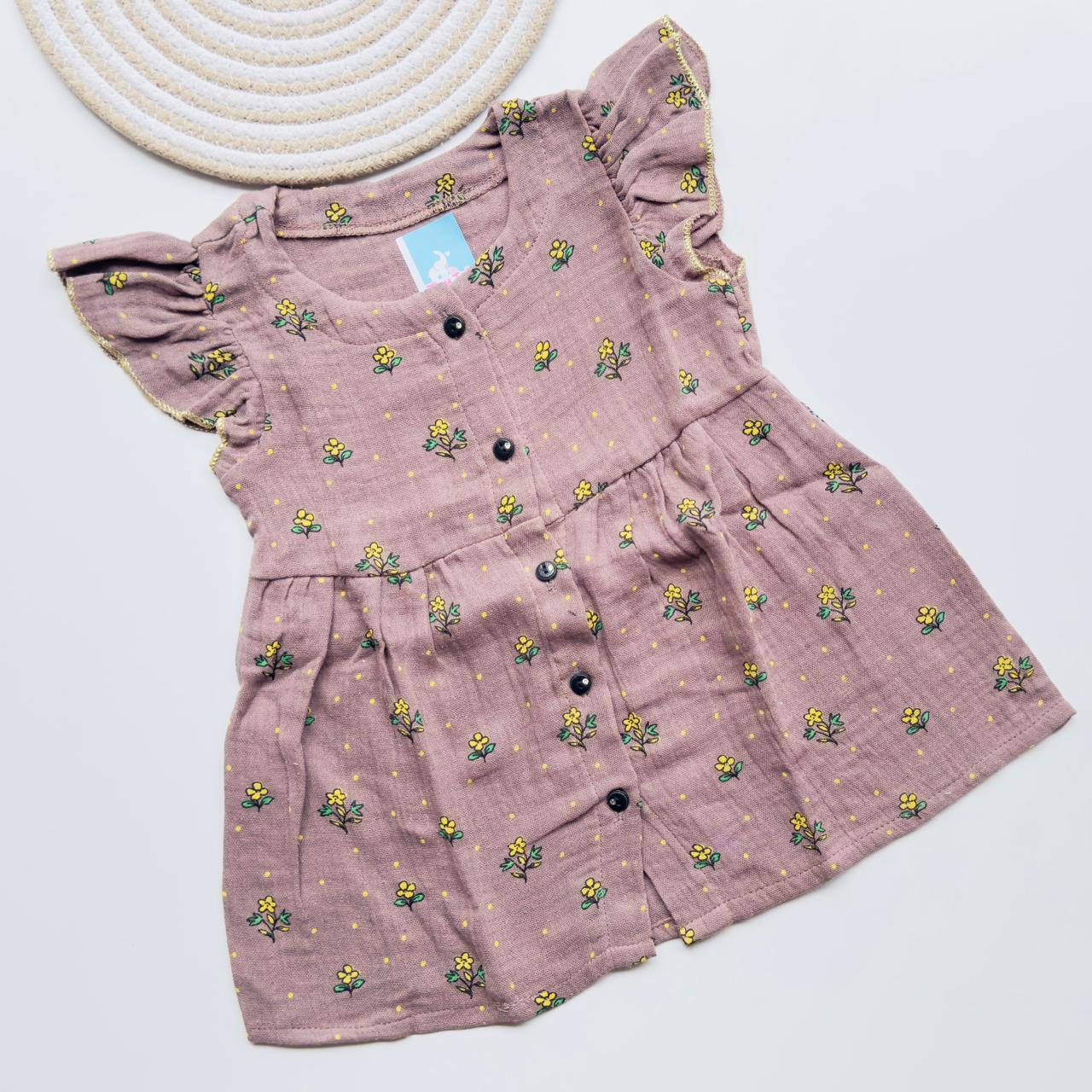 Floral Printed Muslin Frock for Girls – Soft, Breathable & Stylish