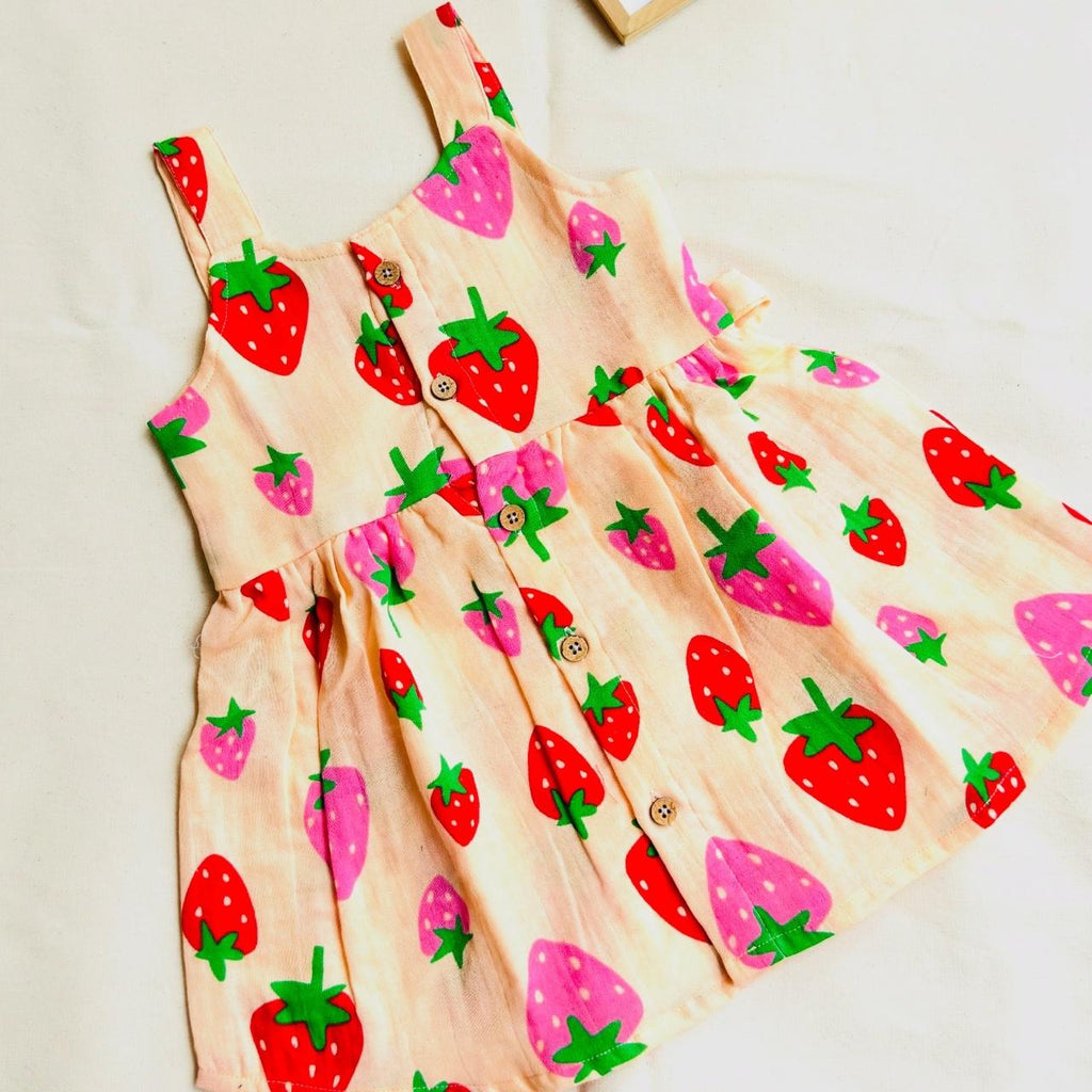 A Peach Base Strawberry – Ria Frock