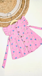 Baby Pink with cute heart Print Cotton Baby Frock – Cute & Comfortable New Collection