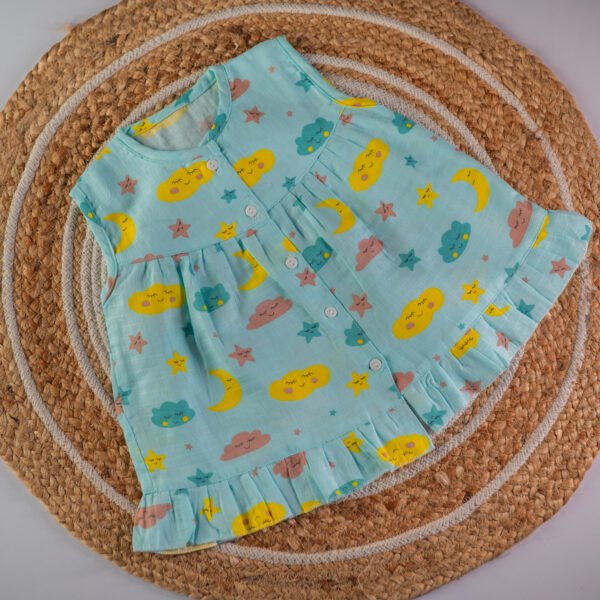 Pastel Blue - Sky Theme Muslin Frock