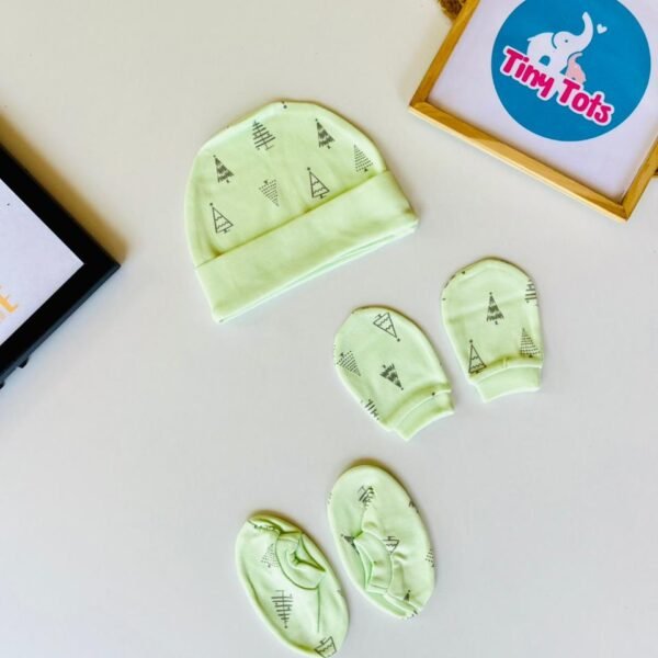 Cap,Mittens and Booties - Pista Green
