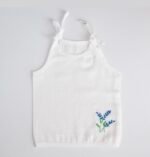 White Muslin Knot Jabla with Leaf Embroidery – 100% Cotton for Newborns