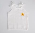 White Muslin Knot Jabla with Star Embroidery – 100% Cotton for Newborns