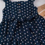 Navy Blue Polka Dots - Back Button Frock - Image 4