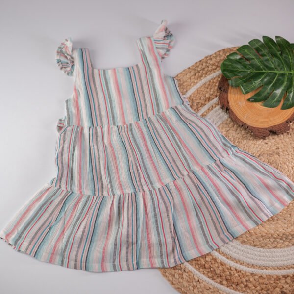 Pastel Stripes - Back Button Frock