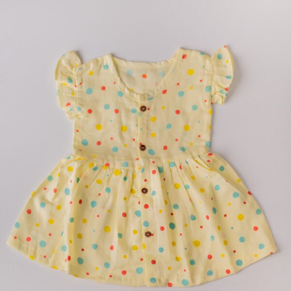 Polka Dots - Muslin Front Button Frock