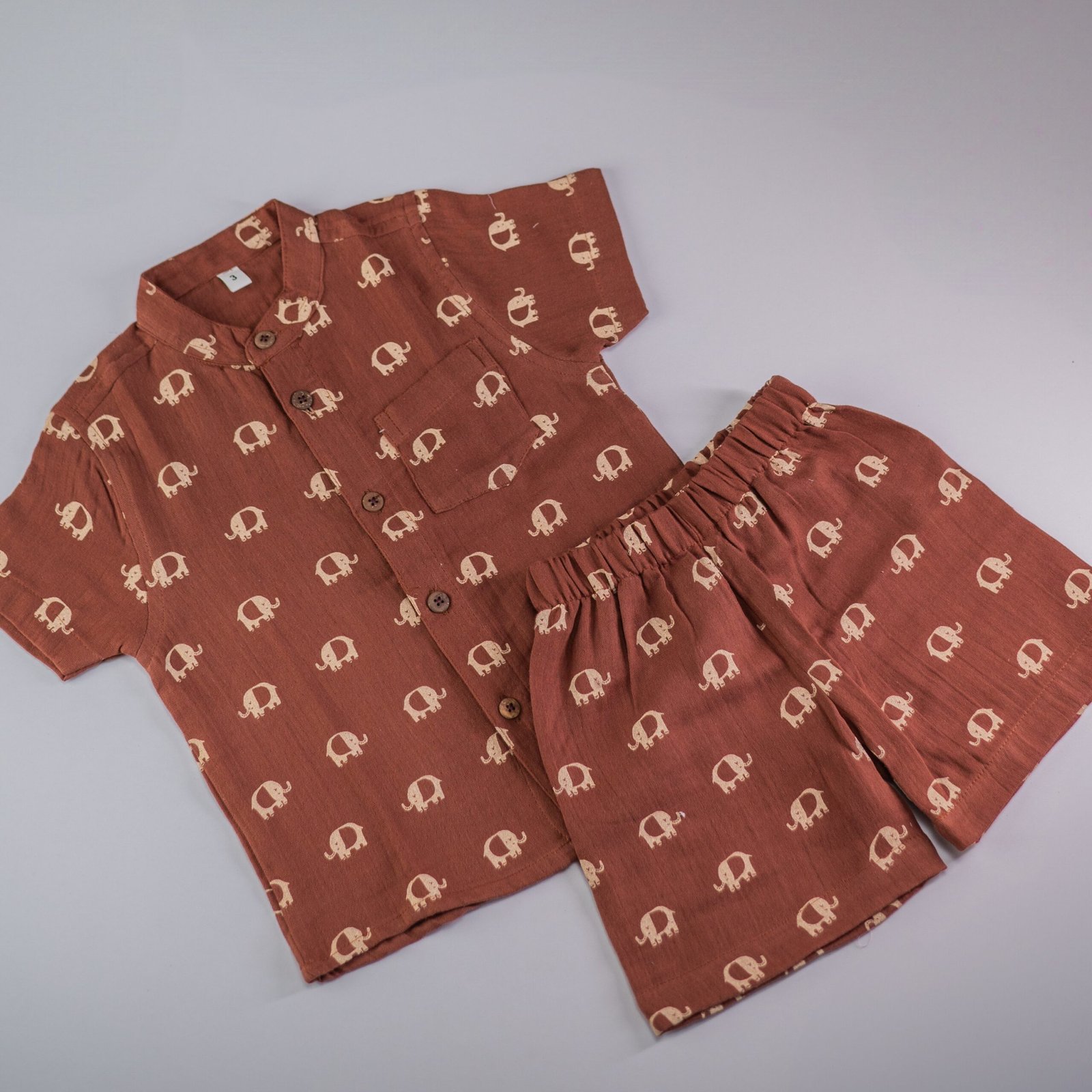 maj_4876 Brown Elephant - Half Sleeve Short Set - Image 1