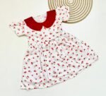Cherry Print Cotton Frock for Baby Girls - Peter Pan Collar