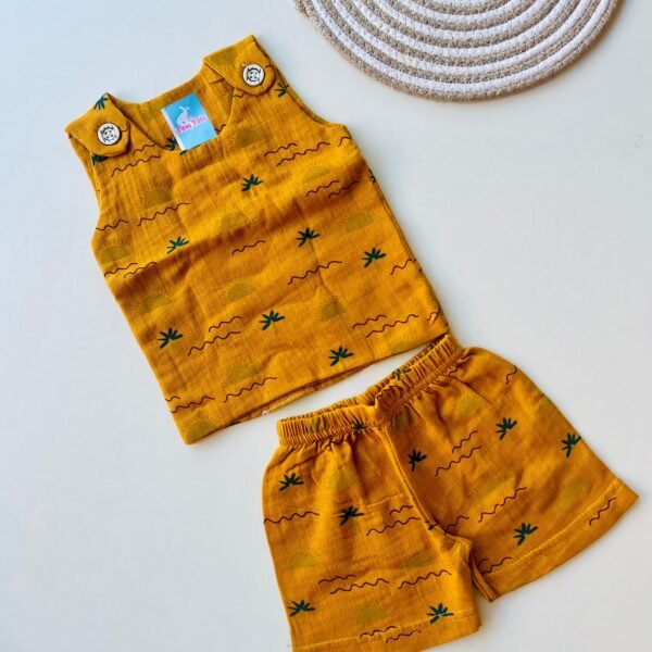 Muslin Vest & Shorts Set - Mustard Yellow