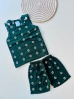 Muslin Vest & Shorts Set - Green