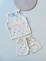 Muslin Vest & Shorts Set - Colorful Hearts